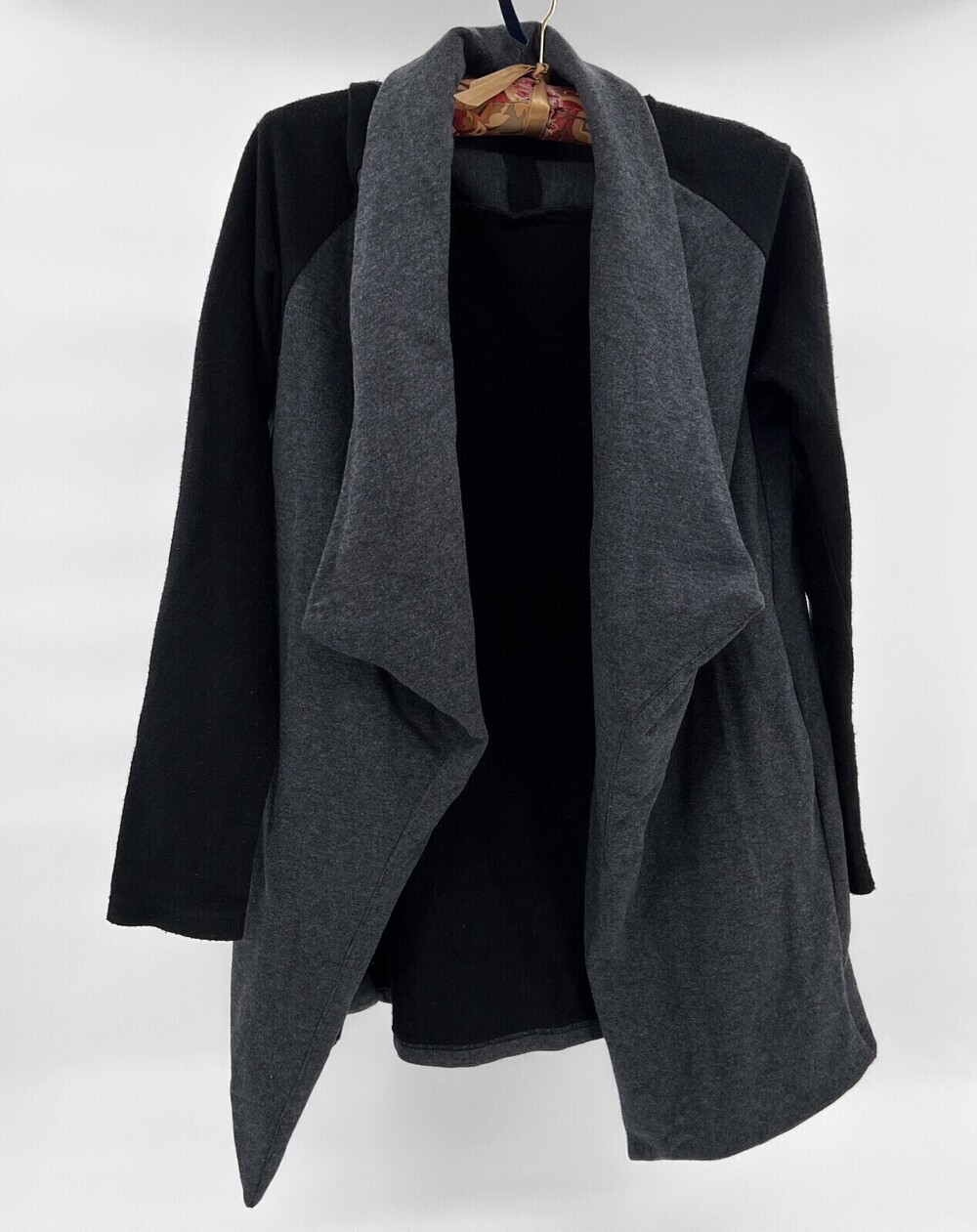 Pleione Sweater Womens extra Small Gray Black Cardigan Long Sleeve Open Layered